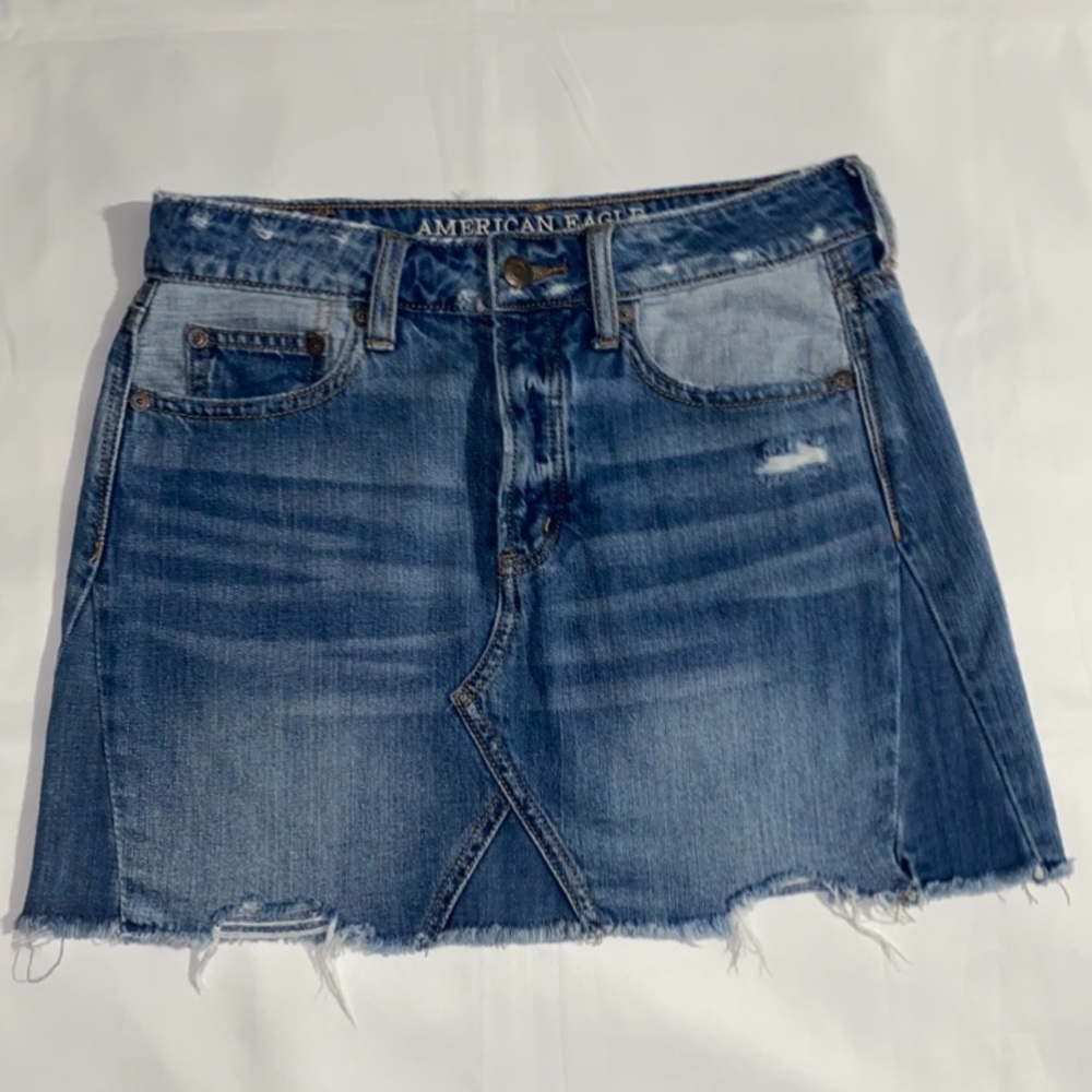 American Eagle Button Fly Jean Mini Skirt